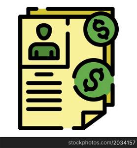 Crowdfunding papers icon. Outline crowdfunding papers vector icon color flat isolated. Crowdfunding papers icon color outline vector