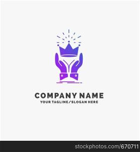 Crown, honor, king, market, royal Purple Business Logo Template. Place for Tagline.. Vector EPS10 Abstract Template background