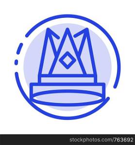 Crown, King, Empire, First, Position, Achievement Blue Dotted Line Line Icon