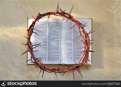 Crown of thorns and bible