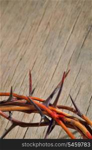 crown of thorns on wood background