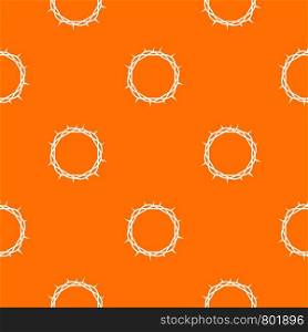 Crown of thorns pattern repeat seamless in orange color for any design. Vector geometric illustration. Crown of thorns pattern seamless