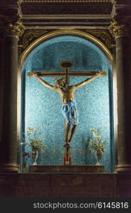 Crucifix Altar in a church, San Miguel de Allende, Guanajuato, Mexico