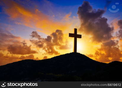 Crucifixion cross symbol of Golgotha in Christian religion photo mount