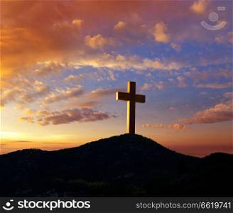 Crucifixion cross symbol of Golgotha in Christian religion photo mount