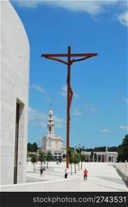 crucifixion of Jesus on a modern cross in Fatima