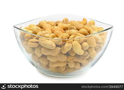 crude peanuts isolated on white background