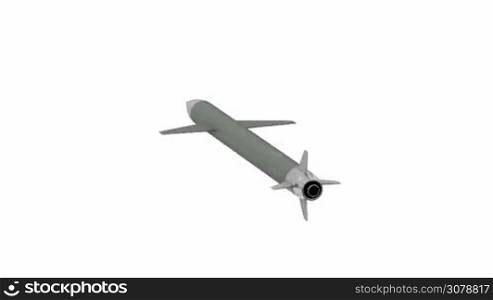 Cruise missile, spins on white background