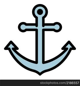 Cruise ship anchor icon. Outline cruise ship anchor vector icon color flat isolated. Cruise ship anchor icon color outline vector