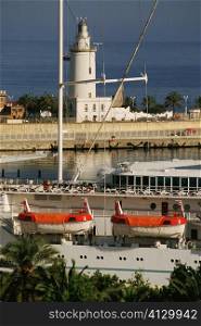 Cruise ship at a harbor, Malaga, Spain