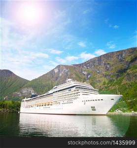 Cruise ship in Norwegian fjords
