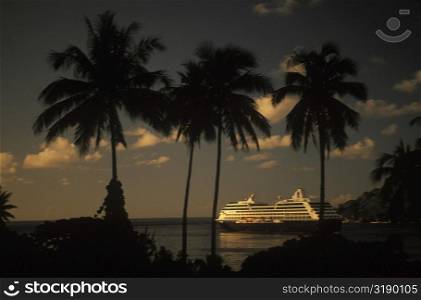 Cruise ship in the ocean, Hawaii, USA