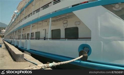 Cruise Ship Moored In Harbor. Yalta, Crimea