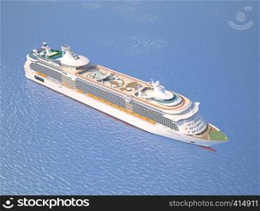Cruise ship on the ocean top perspective view