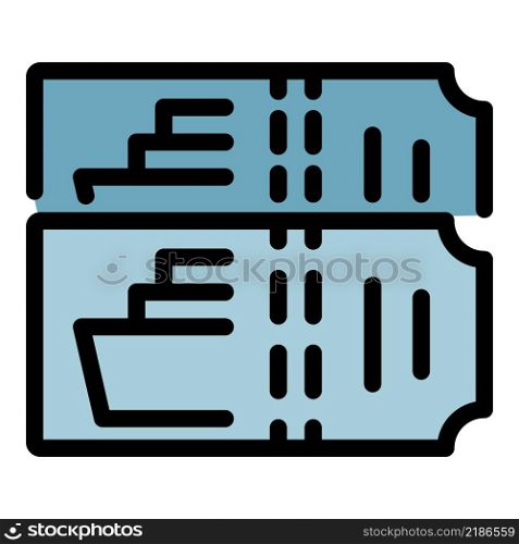 Cruise ship ticket icon. Outline cruise ship ticket vector icon color flat isolated. Cruise ship ticket icon color outline vector