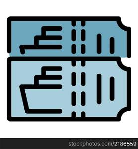 Cruise ship ticket icon. Outline cruise ship ticket vector icon color flat isolated. Cruise ship ticket icon color outline vector