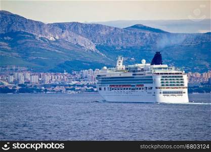 Cruiser ship in Split watefront waters, Adriatic sea, Croatia