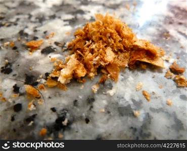 crumbs on a surface