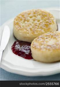 Crumpets with Butter and Jam