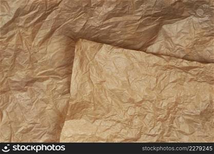 Crumpled craft brown paper texture for background