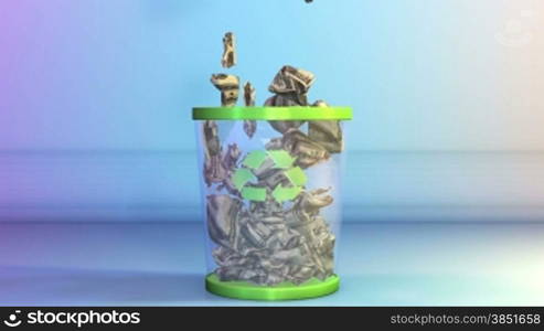 Crumpled Dollars falling in a Garbage Bin