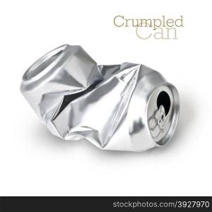 crumpled empty can isolated on white with clipping path