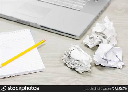 Crumpled Paper and Notebook
