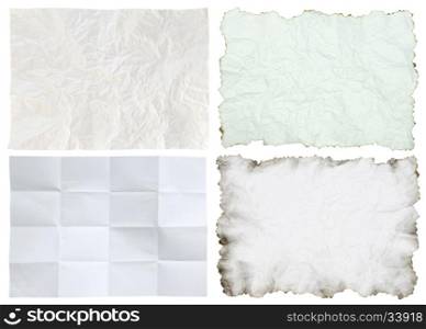 crumpled paper collection isolated
