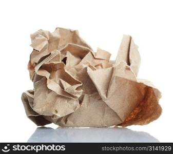 Crumpled paper isolated over white.