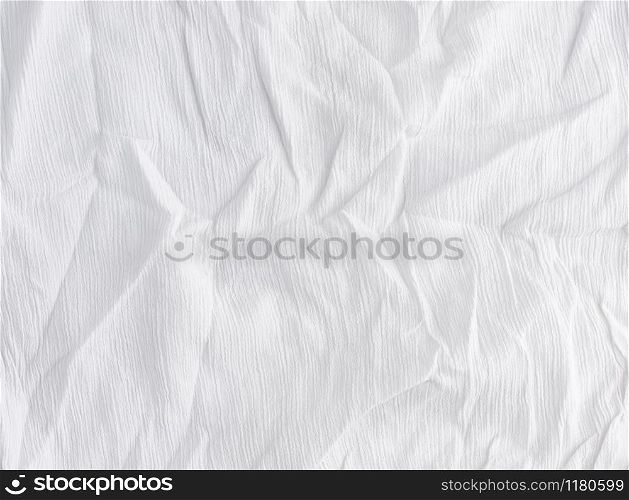 crumpled white cotton fabric, fabric for sewing clothes and shirts, full frame