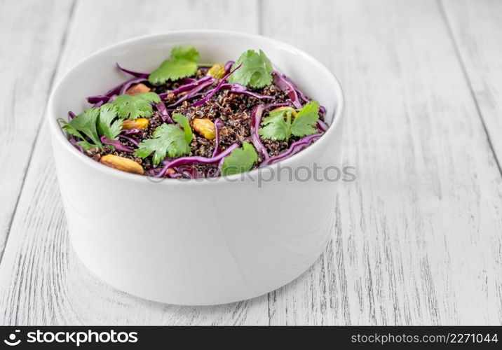 Crunchy quinoa, red cabbage and pistachio salad