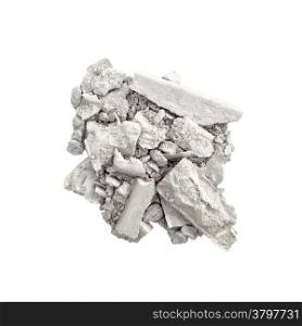 Crushed eyeshadow in silver isolated on white background