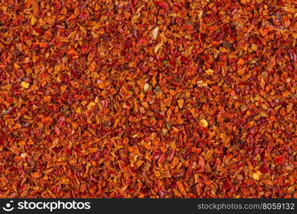 Crushed red chili pepper for background texture