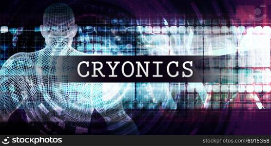 Cryonics Industry with Futuristic Business Tech Background. Cryonics Industry