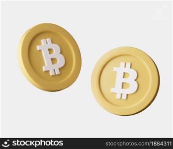 Cryptocurrency Bitcoins from different viewes on white background. 3d render illustration with soft lights. Isolated objects. Cryptocurrency Bitcoins from different viewes on white background. 3d render illustration with soft lights.