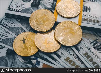 cryptocurrency concept. Virtual Coins Bitcoins