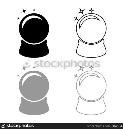 Crystal ball Glass sphere Spirutual concept Magic crystal ball icon outline set black grey color vector illustration flat style simple image
