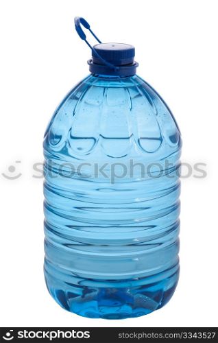 Crystal clear mineral water in large 5 litre bottle, isolated on white background.