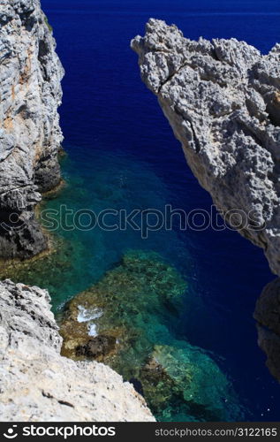 Crystal clear waters near Anthony Quinn Bay in Rhodes Greece