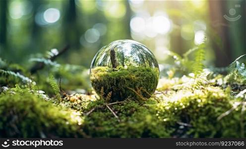 Crystal globe. Environment concept. Illustration Generative AI 