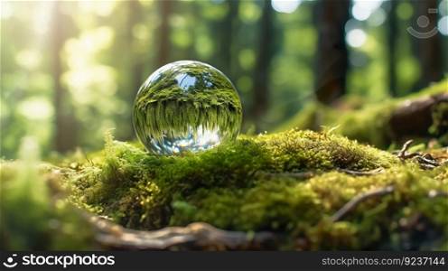 Crystal globe. Environment concept. Illustration Generative AI
