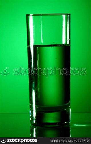 crystal water on green background