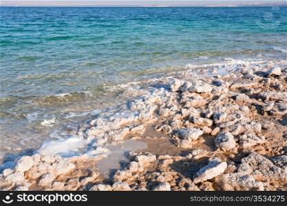 crystalline coastline of Dead Sea, Jordan