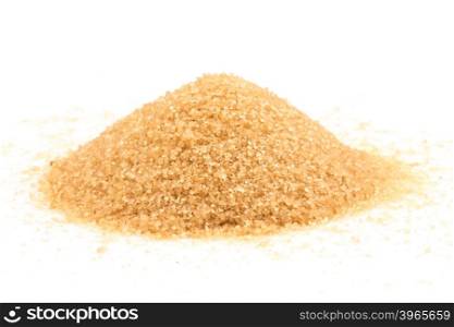 Crystals cane brown sugar isolated on white background