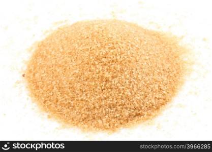 Crystals cane brown sugar isolated on white background