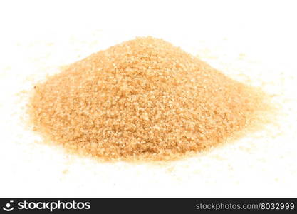 Crystals cane brown sugar isolated on white background