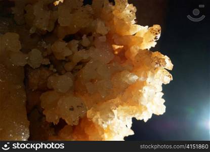 Crystals in the cave with black background