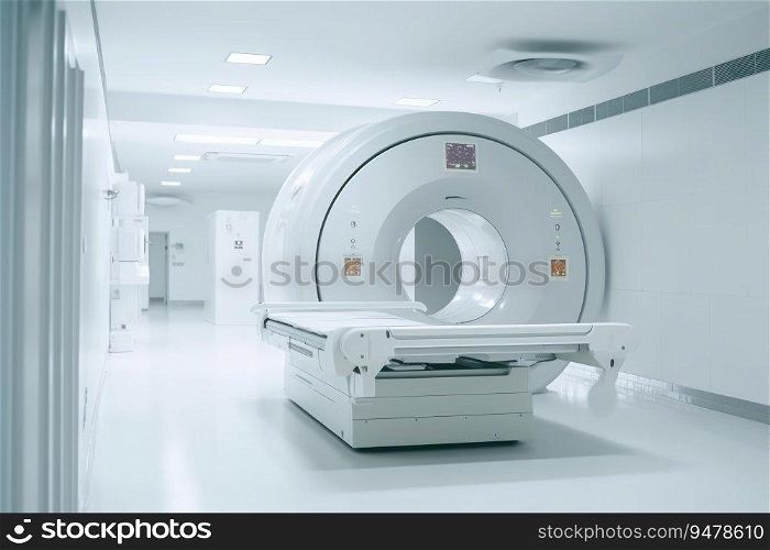 CT Scan. Magnetic Resonance Imaging Machine. Computerized Axial Tomography Scan. X-ray Computed CAT Medical and Science Equipment. Generative AI