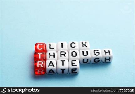 CTR Click Through Rate written on dices on blue