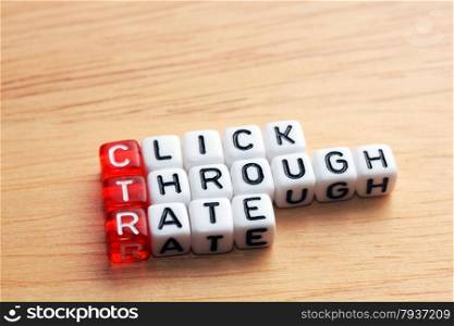 CTR Click Through Rate written on dices on wood